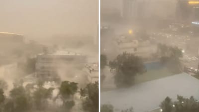 Residents shared video of what they described as 'apocalyptic' scenes after the dust storm. (X/@AsTarunTweets) Residents shared video of what they described as 'apocalyptic' scenes after the dust storm. (X/@AsTarunTweets)