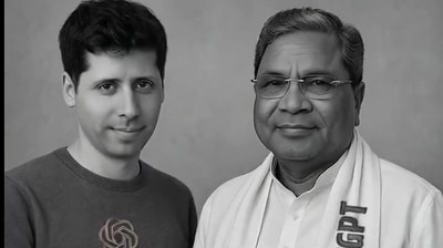 BJP shares an AI-generated image of Sam Altman and Karnataka CM Siddaramaiah. BJP shares an AI-generated image of Sam Altman and Karnataka CM Siddaramaiah.