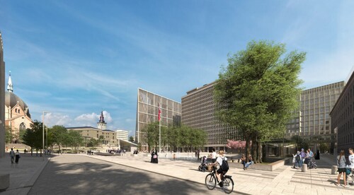 The Johan Nygaardsvold Square in Oslo would host the new national memorial for Norway's 2011 terror attack victims. (Norwegian Directorate of Public Construction and Property) The Johan Nygaardsvold Square in Oslo would host the new national memorial for Norway's 2011 terror attack victims. (Norwegian Directorate of Public Construction and Property)