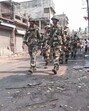 BSF personnel conduct a march after violence erupted on April 11 during a protest against the Waqf Amendment Act, in Murshidabad on Sunday. (ANI)