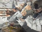 Footage released by the Israeli Army says to show rubble in a kindergarten yard that leads to the entrance of dismantled 'terror tunnel' used by Hamas, given as Rafah Governorate, Gaza.
