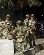 Security forces personnel guard in West Bengal’s Murshidabad district after violence erupted in the area following protests over Waqf Act. (PTI)