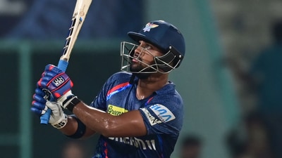Nicholas Pooran of LSG in action against GT during the IPL match at Atal Bihari Vajpayee Ekana International Cricket Stadium Nicholas Pooran of LSG in action against GT during the IPL match at Atal Bihari Vajpayee Ekana International Cricket Stadium