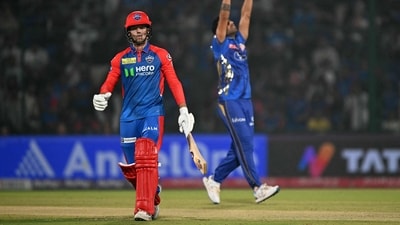Jake Fraser-McGurk walks back to the pavilion after he was dismissed by Mumbai Indians' Deepak Chahar (R) during the Indian Premier League (IPL) Twenty20 cricket match between Delhi Capitals and Mumbai Indians (AFP) Jake Fraser-McGurk walks back to the pavilion after he was dismissed by Mumbai Indians' Deepak Chahar (R) during the Indian Premier League (IPL) Twenty20 cricket match between Delhi Capitals and Mumbai Indians (AFP)
