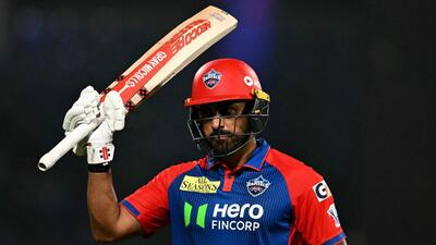 Delhi Capitals' Karun Nair hit a 40-ball 86, but Mumbai Indians fought back to win the IPL game in Delhi by 12 runs. (AFP) Delhi Capitals' Karun Nair hit a 40-ball 86, but Mumbai Indians fought back to win the IPL game in Delhi by 12 runs. (AFP)