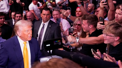 U.S President Donald Trump arrives ahead of UFC 314 at the Kaseya Center, Miami Florida, U.S, April 12, 2025. REUTERS/Nathan Howard (REUTERS)