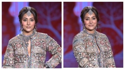 Hina Khan wore an elegant look and walked the ramp. (PC: IG/@laxmikantbabloo) Hina Khan wore an elegant look and walked the ramp. (PC: IG/@laxmikantbabloo)