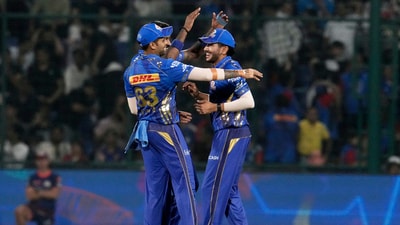 DC collapsed for 193 in 19 overs, with Karn Sharma ending the day with three wickets. (AP) DC collapsed for 193 in 19 overs, with Karn Sharma ending the day with three wickets. (AP)