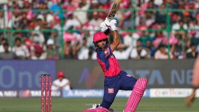 Dhruv Jurel scored a fluent 35* to add the finishing touches on RR's innings. (AP) Dhruv Jurel scored a fluent 35* to add the finishing touches on RR's innings. (AP)