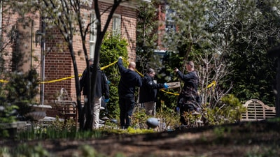 Police investigate Gov. Josh Shapiro's residence after someone set fire to the building on Sunday, April 13, 2025 in Harrisburg, Pa. (AP) Police investigate Gov. Josh Shapiro's residence after someone set fire to the building on Sunday, April 13, 2025 in Harrisburg, Pa. (AP)