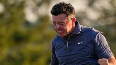 Rory McIlroy, of Northern Ireland, celebrates winning in a playoff against Justin Rose, of England, after the final round the Masters golf tournament, Sunday, April 13, 2025, in Augusta, Ga. (AP Photo/David J. Phillip) (AP) Rory McIlroy, of Northern Ireland, celebrates winning in a playoff against Justin Rose, of England, after the final round the Masters golf tournament, Sunday, April 13, 2025, in Augusta, Ga. (AP Photo/David J. Phillip) (AP)