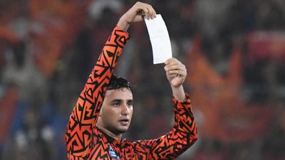 Abhishek Sharma celebrates his century during an IPL 2025 match between Sunrisers Hyderabad and Punjab Kings (PTI) Abhishek Sharma celebrates his century during an IPL 2025 match between Sunrisers Hyderabad and Punjab Kings (PTI)