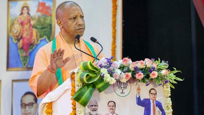 Lucknow: UP CM Yogi Adityanath speaks at a program organised on the eve of Dr BR Ambedkar's birth anniversary. (PTI) Lucknow: UP CM Yogi Adityanath speaks at a program organised on the eve of Dr BR Ambedkar's birth anniversary. (PTI)