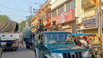 Murshidabad: Security personnel keep a vigil after recent violent protests over the Waqf (Amendment) Act. (PTI) Murshidabad: Security personnel keep a vigil after recent violent protests over the Waqf (Amendment) Act. (PTI)