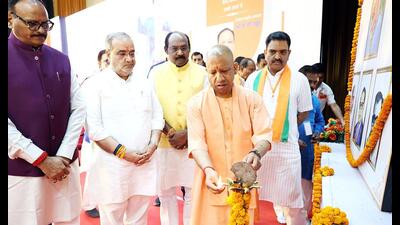 Uttar Pradesh CM Yogi Adityanath inaugurating ‘Bharat Ratna Baba Saheb Dr Bhimrao Ambedkar Samman Abhiyan’ organised at Bhaagidari Bhavan in Lucknow. (HT photo) Uttar Pradesh CM Yogi Adityanath inaugurating ‘Bharat Ratna Baba Saheb Dr Bhimrao Ambedkar Samman Abhiyan’ organised at Bhaagidari Bhavan in Lucknow. (HT photo)