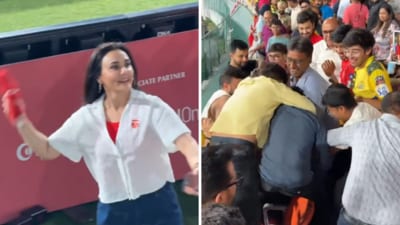 The incident, captured on video, sparked criticism online for the extreme reaction to a free t-shirt. (X/@gharkekalesh) The incident, captured on video, sparked criticism online for the extreme reaction to a free t-shirt. (X/@gharkekalesh)