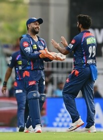 Rishabh Pant and Shardul Thakur celebrating a wicket during the match against Gujarat Titans in Saturday on Lucknow (Photos: Deepak Gupta/HT) Rishabh Pant and Shardul Thakur celebrating a wicket during the match against Gujarat Titans in Saturday on Lucknow (Photos: Deepak Gupta/HT)