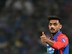 Delhi Capitals' captain Axar Patel throws the ball during IPL match between DC and MI at the Arun Jaitley Stadium Delhi Capitals' captain Axar Patel throws the ball during IPL match between DC and MI at the Arun Jaitley Stadium