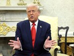 Donald Trump speaks during a meeting with El Salvador's President Nayib Bukele in the Oval Office of the White House in Washington.