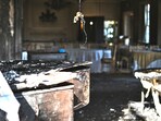 A charred piano, left, is visible inside the Pennsylvania governor's official residence after a man was arrested in the alleged arson that forced Gov. Shapiro, his family and guests to flee in the middle of the night on the Jewish holiday of Passover, Sunday, Apr. 13, 2025, in Harrisburg, Pa. A charred piano, left, is visible inside the Pennsylvania governor's official residence after a man was arrested in the alleged arson that forced Gov. Shapiro, his family and guests to flee in the middle of the night on the Jewish holiday of Passover, Sunday, Apr. 13, 2025, in Harrisburg, Pa.