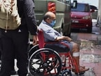 File photo of Mehul Choksi being taken in a wheelchair to the magistrate's court by police after his arrest for illegal entry into Dominica, in Roseau on June 4, 2021.