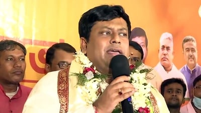 Sukanta Majumdar visited a relief camp where several Hindu families from Murshidabad have taken shelter. (File Photo) Sukanta Majumdar visited a relief camp where several Hindu families from Murshidabad have taken shelter. (File Photo)