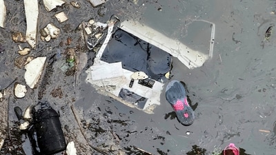 Debris of the NYHT-operated helicopter, that crashed in the Hudson River, floats in the water at the scene in Jersey City. (AP) Debris of the NYHT-operated helicopter, that crashed in the Hudson River, floats in the water at the scene in Jersey City. (AP)