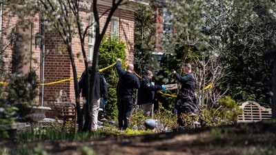 Police investigate Gov. Josh Shapiro's residence after their building was set on fire by the suspect on Sunday, April 13, 2025 in Harrisburg, Pa. AP/PTI(AP04_14_2025_000004A) (AP) Police investigate Gov. Josh Shapiro's residence after their building was set on fire by the suspect on Sunday, April 13, 2025 in Harrisburg, Pa. AP/PTI(AP04_14_2025_000004A) (AP)