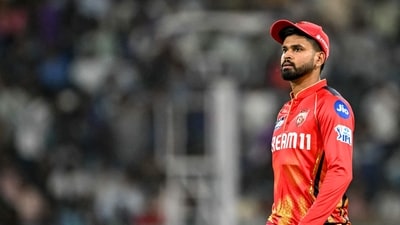 Punjab Kings' captain Shreyas Iyer looks on during a match. (AFP) Punjab Kings' captain Shreyas Iyer looks on during a match. (AFP)