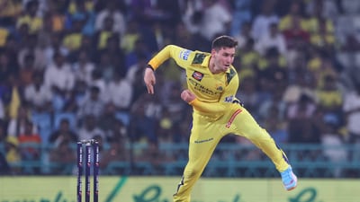 Noor Ahmad may not have taken any wickets but he was easily the standout bowler for CSK. He gave just 13 runs away in the four overs he bowled. His economy of 3.25 was easily the best for CSK, with the next best being Anshul Kamboj's 6.66 in three overs. CSK were restricted to a score of 166/7.&nbsp; (AP)