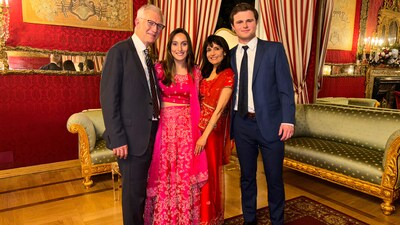 This 2024 photo provided by John Santoro shows (from left), Dr. Michael Groff, Karenna Groff, Dr. Joy Saini, and James Santoro. (AP) This 2024 photo provided by John Santoro shows (from left), Dr. Michael Groff, Karenna Groff, Dr. Joy Saini, and James Santoro. (AP)