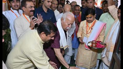 Rashtriya Swayamsevak Sangh chief Mohan Bhagwat at an event in Kanpur on April 14. (Sourced) Rashtriya Swayamsevak Sangh chief Mohan Bhagwat at an event in Kanpur on April 14. (Sourced)
