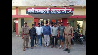 The eight accused arrested and jailed in connection with the gang rape of a minor girl in Kasganj.