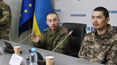 Chinese national Zhang Renbo attends a press conference in Kyiv on April 14, 2025, amid the Russian invasion of Ukraine. Two Chinese nationals were captured by Ukrainian forces in the Donetsk region during what they claimed to be their first combat mission on the frontline. (AFP) Chinese national Zhang Renbo attends a press conference in Kyiv on April 14, 2025, amid the Russian invasion of Ukraine. Two Chinese nationals were captured by Ukrainian forces in the Donetsk region during what they claimed to be their first combat mission on the frontline. (AFP)