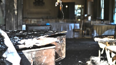 A charred piano, left, is visible inside the Pennsylvania governor's official residence after a man was arrested in the alleged arson that forced Gov. Shapiro, his family and guests to flee in the middle of the night on the Jewish holiday of Passover, Sunday, Apr. 13, 2025, in Harrisburg, Pa. (AP) A charred piano, left, is visible inside the Pennsylvania governor's official residence after a man was arrested in the alleged arson that forced Gov. Shapiro, his family and guests to flee in the middle of the night on the Jewish holiday of Passover, Sunday, Apr. 13, 2025, in Harrisburg, Pa. (AP)
