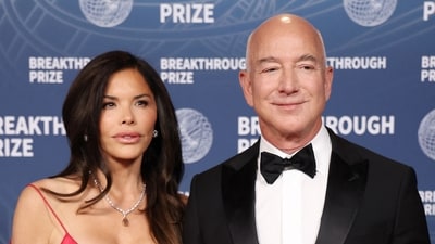 Laura Sanchez jokes about her fiancé Jeff Bezos and expresses gratitude for the trip. (Photo by Michael Tran / AFP) (AFP) Laura Sanchez jokes about her fiancé Jeff Bezos and expresses gratitude for the trip. (Photo by Michael Tran / AFP) (AFP)