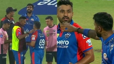 Jasprit Bumrah and Karun Nair exchange words after mid-pitch collision Jasprit Bumrah and Karun Nair exchange words after mid-pitch collision
