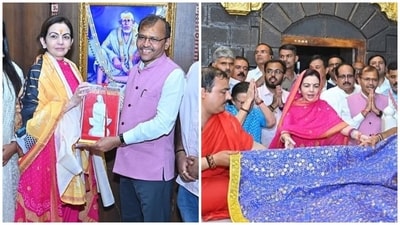 Nita Ambani visits the Shirdi Sai Baba Temple. Nita Ambani visits the Shirdi Sai Baba Temple.
