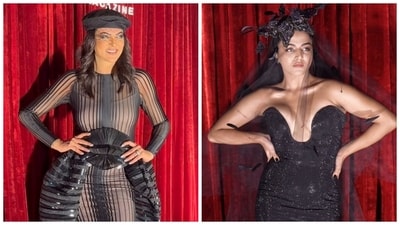 Sushmita Sen and Wamiqa Gabbi attend the costume gala in Mumbai. Sushmita Sen and Wamiqa Gabbi attend the costume gala in Mumbai.
