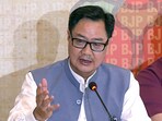 Union Parliamentary Affairs Minister Kiren Rijiju addresses a press conference on the Waqf Act in Kochi on Tuesday.
