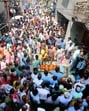 People gather at Lucknow’s Musahibganj as the mortal remains of five people of a family killed in a freak accident near Jaipur, reach their house on Monday (Mushtaq Ali/HT) People gather at Lucknow’s Musahibganj as the mortal remains of five people of a family killed in a freak accident near Jaipur, reach their house on Monday (Mushtaq Ali/HT)