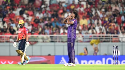 PBKS started well but it was all done with Priyansh Arya and Shreyas Iyer falling to Harshit Rana in the fourth over off rather inocuous deliveries. Rana went on to dismiss Prabhsimran Singh off the last ball of the powerplay. (Hindustan Times) PBKS started well but it was all done with Priyansh Arya and Shreyas Iyer falling to Harshit Rana in the fourth over off rather inocuous deliveries. Rana went on to dismiss Prabhsimran Singh off the last ball of the powerplay. (Hindustan Times)