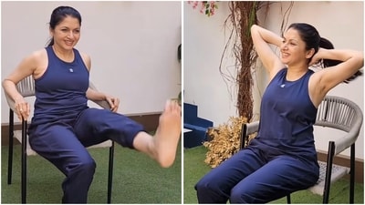 Actor Bhagyashree showcases a quick chair workout in her 'Tuesday Tips with B' series, emphasising exercises that boost flexibility and strength. (Instagram/@bhagyashree.online) Actor Bhagyashree showcases a quick chair workout in her 'Tuesday Tips with B' series, emphasising exercises that boost flexibility and strength. (Instagram/@bhagyashree.online)