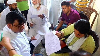 A joint team comprising officials from the district administration, municipal corporation, and local police check the madrasa for proper registration during an inspection drive conducted in Haldwani on Sunday. (ANI) A joint team comprising officials from the district administration, municipal corporation, and local police check the madrasa for proper registration during an inspection drive conducted in Haldwani on Sunday. (ANI)
