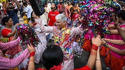 Pohela Boishakh brings people together in joy and hope via everything from religious rites and family reunions to cultural festivals and regional fairs. In pic: People celebrate during a procession marking Bengali New Year in Dhaka, Bangladesh (AFP) Pohela Boishakh brings people together in joy and hope via everything from religious rites and family reunions to cultural festivals and regional fairs. In pic: People celebrate during a procession marking Bengali New Year in Dhaka, Bangladesh (AFP)