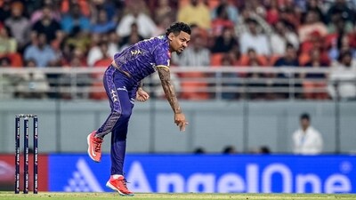 Sunil Narine, meanwhile, picked two wickets in the 11th over. He finished with figures of 2/14 in three overs. PBKS were all out for 111 runs in 15.3 overs (AFP) Sunil Narine, meanwhile, picked two wickets in the 11th over. He finished with figures of 2/14 in three overs. PBKS were all out for 111 runs in 15.3 overs (AFP)