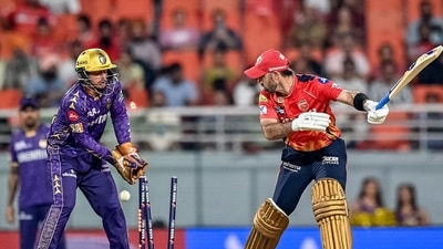 IPL 2025, PBKS vs KKR: Glenn Maxwell's flop show continued as the right-hander scored just 7 runs off 10 balls. (AFP) IPL 2025, PBKS vs KKR: Glenn Maxwell's flop show continued as the right-hander scored just 7 runs off 10 balls. (AFP)