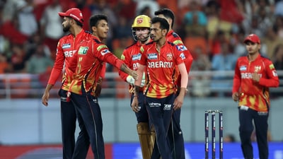 KKR needed just 50 to win from 75 balls when Yuzvendra Chahal got Rahane LBW in his first over. Incredibly, Rahane decided to not review it despite later replays showing that the impact was outside off stump.&nbsp; (REUTERS)