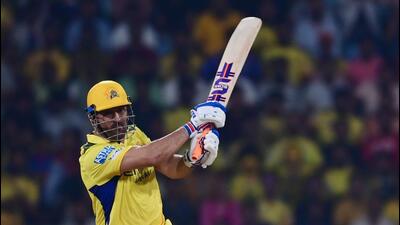 MS Dhoni of CSK (Chennai Super Kings) in action against LSG (Lucknow Supergaints)  in Lucknow on Sunday. (Deepak Gupta/HT)