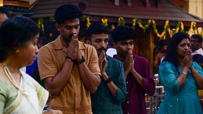  Members of the Malayalam community gathered at an Asthika temple in the Matunga area of Mumbai on April 14, 2025, to celebrate Vishu, the New Year according to the Malayalam calendar, which is primarily observed in the southern Indian state of Kerala. (Hindustan Times) Members of the Malayalam community gathered at an Asthika temple in the Matunga area of Mumbai on April 14, 2025, to celebrate Vishu, the New Year according to the Malayalam calendar, which is primarily observed in the southern Indian state of Kerala. (Hindustan Times)